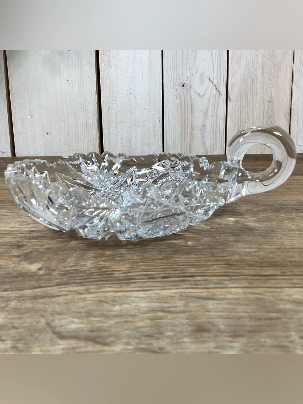 Vintage Brilliant Cut Crystal Nappy Dish with Cocktail Fork